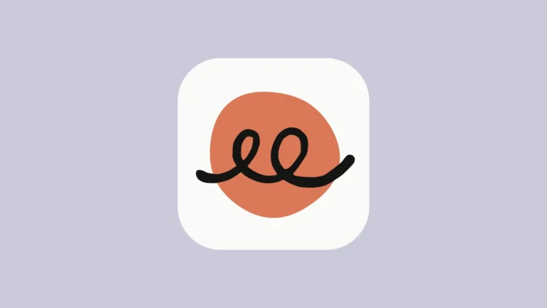 The Claude Duet app icon: a black looping line over an orange circle on a white rounded square, set on a lavender background