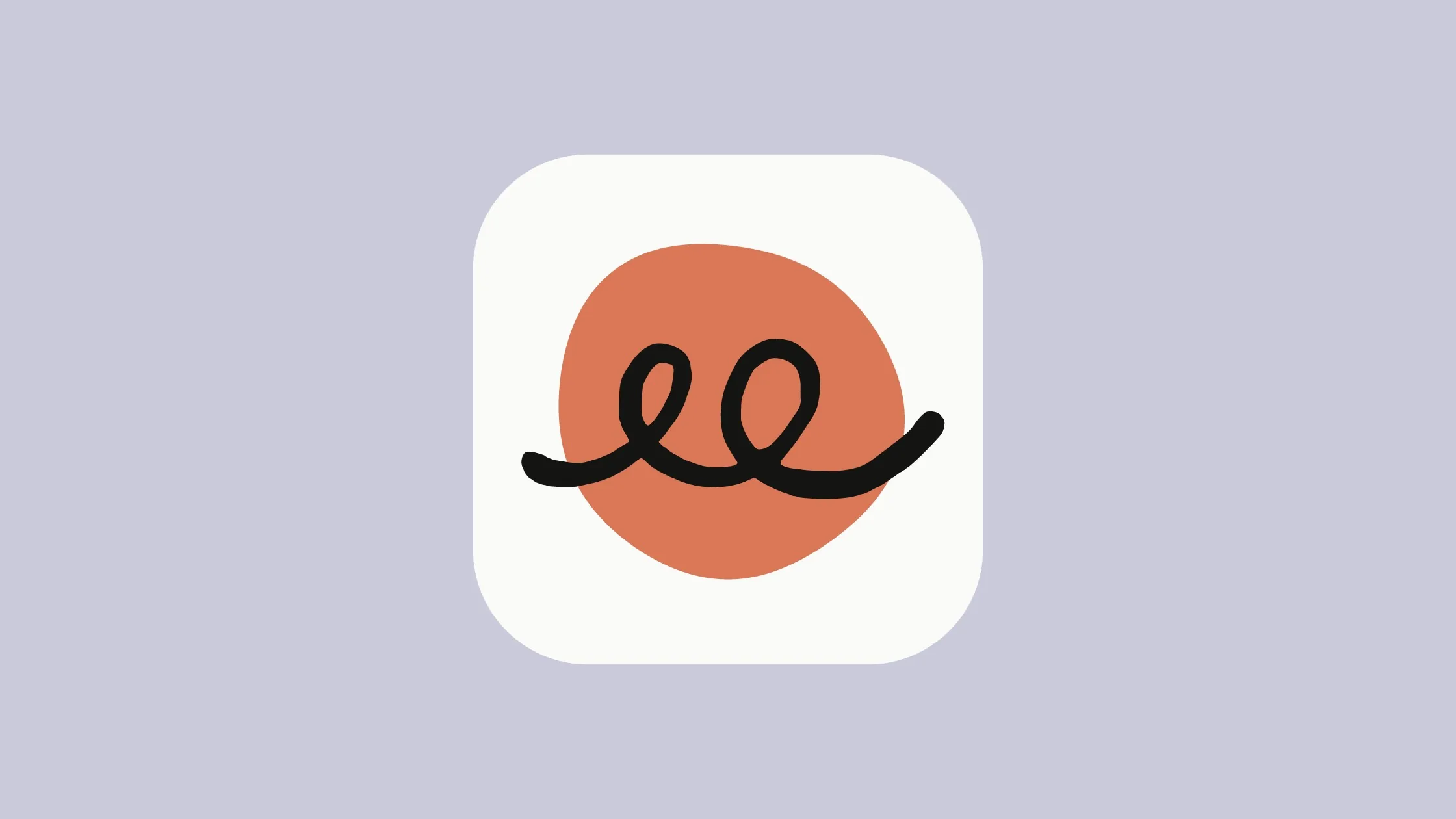 The Claude Duet app icon: a black looping line over an orange circle on a white rounded square, set on a lavender background